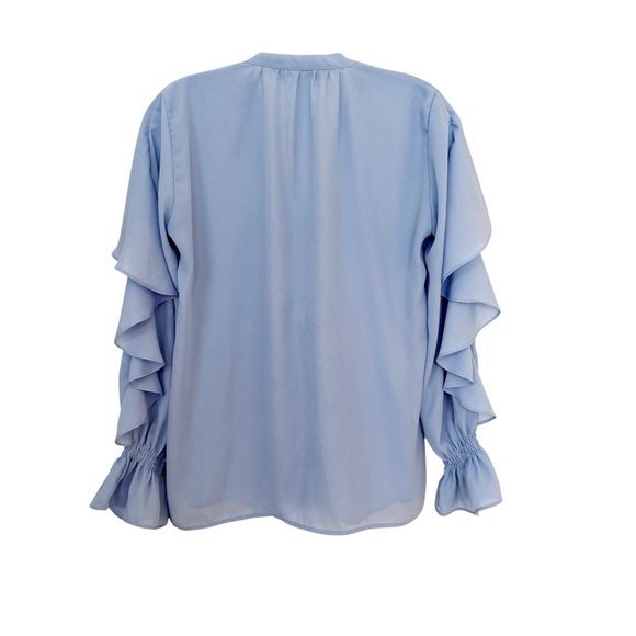 Zara Blue Long Sleeves Ruffle Blouse size XS - Picture 3 of 7